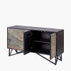 Verde Black Mango Wood and Stone Veneer 4 Door Sideboard