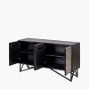 Verde Black Mango Wood and Stone Veneer 4 Door Sideboard