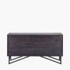 Verde Black Mango Wood and Stone Veneer 4 Door Sideboard