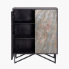 Verde Black Mango Wood and Stone Veneer 2 Door Bar Cabinet