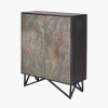 Verde Black Mango Wood and Stone Veneer 2 Door Bar Cabinet