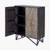 Verde Black Mango Wood and Stone Veneer 2 Door Bar Cabinet