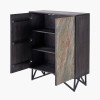 Verde Black Mango Wood and Stone Veneer 2 Door Bar Cabinet