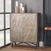 Verde Black Mango Wood and Stone Veneer 2 Door Bar Cabinet