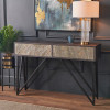 Verde Black Mango Wood and Stone Veneer 2 Drawer Console Table