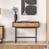 Hailee Black and Natural Chevron Oak and Pine Wood 2 Drawer Console Table