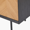 Hailee Black and Natural Chevron Oak and Pine Wood 2 Door Bar Cabinet