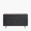 Hailee Black and Natural Chevron Oak and Pine Wood 2 Door 3 Drawer Sideboard