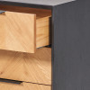 Hailee Black and Natural Chevron Oak and Pine Wood 3 Drawer Unit