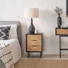 Hailee Black and Natural Chevron Oak and Pine Wood 3 Drawer Unit