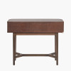 Raie Dark Brown Ribbed Oak and Pine Wood 2 Drawer Console Table