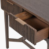 Raie Dark Brown Ribbed Oak and Pine Wood 2 Drawer Console Table