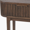 Raie Dark Brown Ribbed Oak and Pine Wood 2 Drawer Console Table