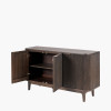 Raie Dark Brown Ribbed Oak & Pine Wood 3 Door Sideboard