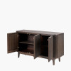 Raie Dark Brown Ribbed Oak & Pine Wood 3 Door Sideboard