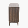 Raie Dark Brown Ribbed Oak & Pine Wood 3 Door Sideboard