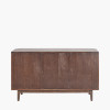 Raie Dark Brown Ribbed Oak & Pine Wood 3 Door Sideboard