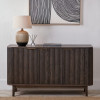 Raie Dark Brown Ribbed Oak & Pine Wood 3 Door Sideboard