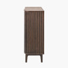 Raie Dark Brown Ribbed Oak and Pine Wood 2 Door Bar Cabinet