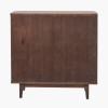 Raie Dark Brown Ribbed Oak and Pine Wood 2 Door Bar Cabinet