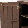 Raie Dark Brown Ribbed Oak and Pine Wood 2 Door Bar Cabinet