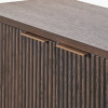 Raie Dark Brown Ribbed Oak and Pine Wood 2 Door Bar Cabinet