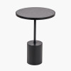 Enzo Black Marble and Black Metal Cylinder Base Side Table