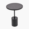 Enzo Black Marble and Black Metal Cylinder Base Side Table