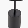 Enzo Black Marble and Black Metal Cylinder Base Side Table