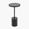 Enzo Black Marble and Black Metal Cylinder Base Tall Side Table