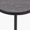 Enzo Black Marble and Black Metal Cylinder Base Tall Side Table