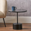 Enzo Black Marble and Black Metal Cylinder Base Coffee Table