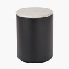 Remy White Marble Effect and Black Metal Storage Side Table