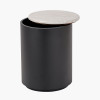 Remy White Marble Effect and Black Metal Storage Side Table