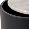 Remy White Marble Effect and Black Metal Storage Side Table