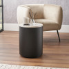 Remy White Marble Effect and Black Metal Storage Side Table