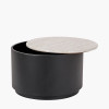 Remy White Marble Effect and Black Metal Storage Coffee Table