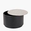 Remy White Marble Effect and Black Metal Storage Coffee Table