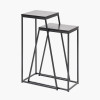 Mashiko S/2 Black Ash Veneer and Black Metal Side Tables