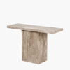 Elkton Concrete Effect Wood Veneer Groove Detail Console Table