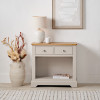 Fairford Parchment White Pine and Oak Wood 2 Drawer Console Table