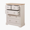 Fairford Parchment White Pine and Oak Wood 5 Drawer Unit