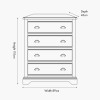 Fairford Parchment White Pine and Oak Wood 5 Drawer Unit