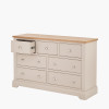 Fairford Parchment White Pine and Oak Wood 7 Drawer Unit