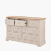 Fairford Parchment White Pine and Oak Wood 7 Drawer Unit