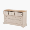 Fairford Parchment White Pine and Oak Wood 7 Drawer Unit