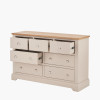 Fairford Parchment White Pine and Oak Wood 7 Drawer Unit