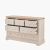 Fairford Parchment White Pine and Oak Wood 7 Drawer Unit