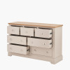 Fairford Parchment White Pine and Oak Wood 7 Drawer Unit