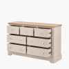 Fairford Parchment White Pine and Oak Wood 7 Drawer Unit